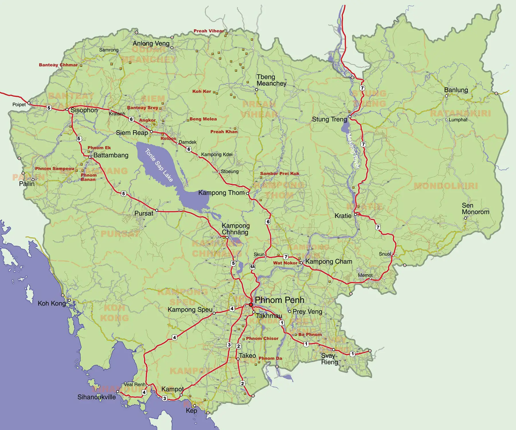 Cambodia Large Map