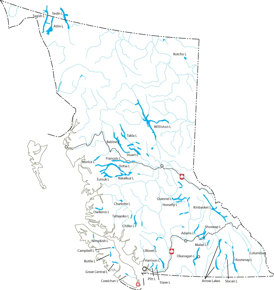 Canada Bc Lakes Map