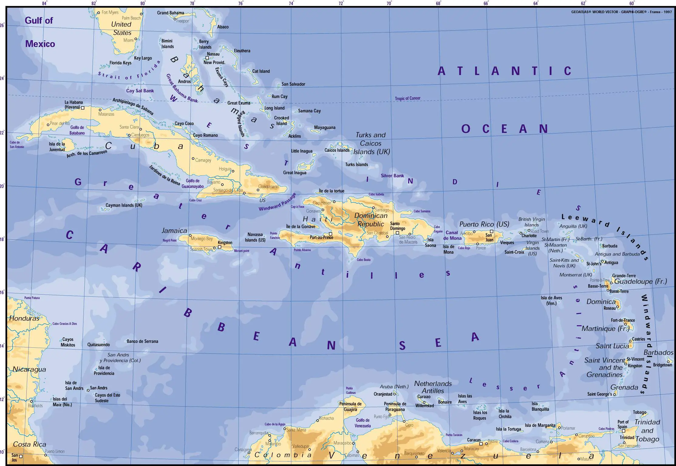 Detailed Caribbean Map
