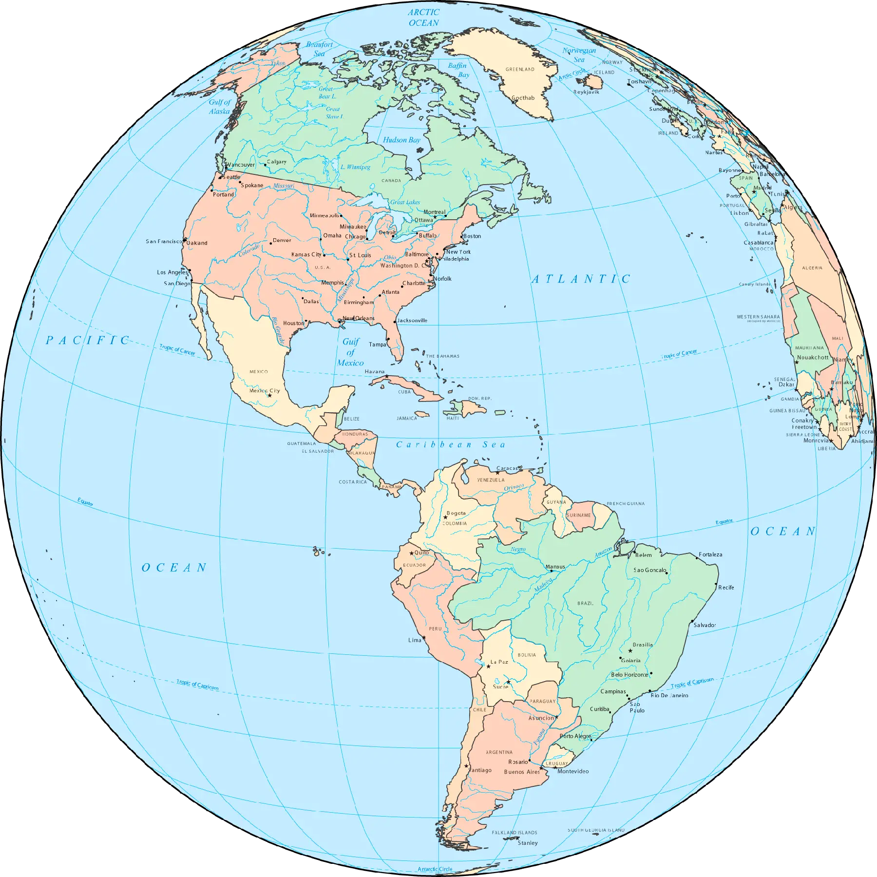 Central America Globe