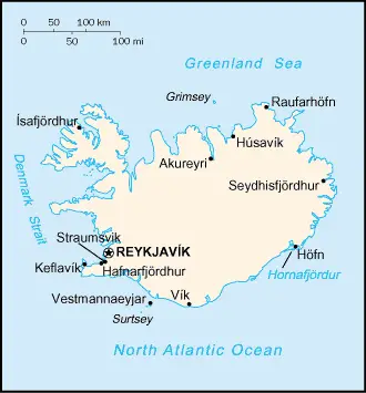 Cia Factbook Map of Iceland