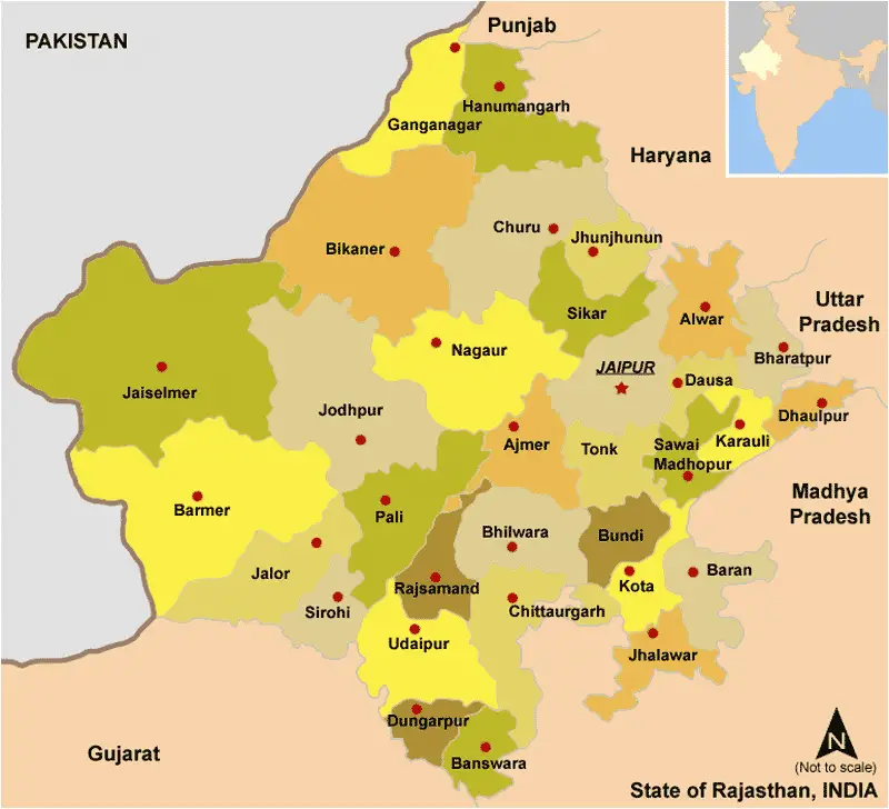 Cities Map of Rajasthan