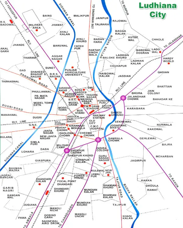 City Center Map of Ludhiana