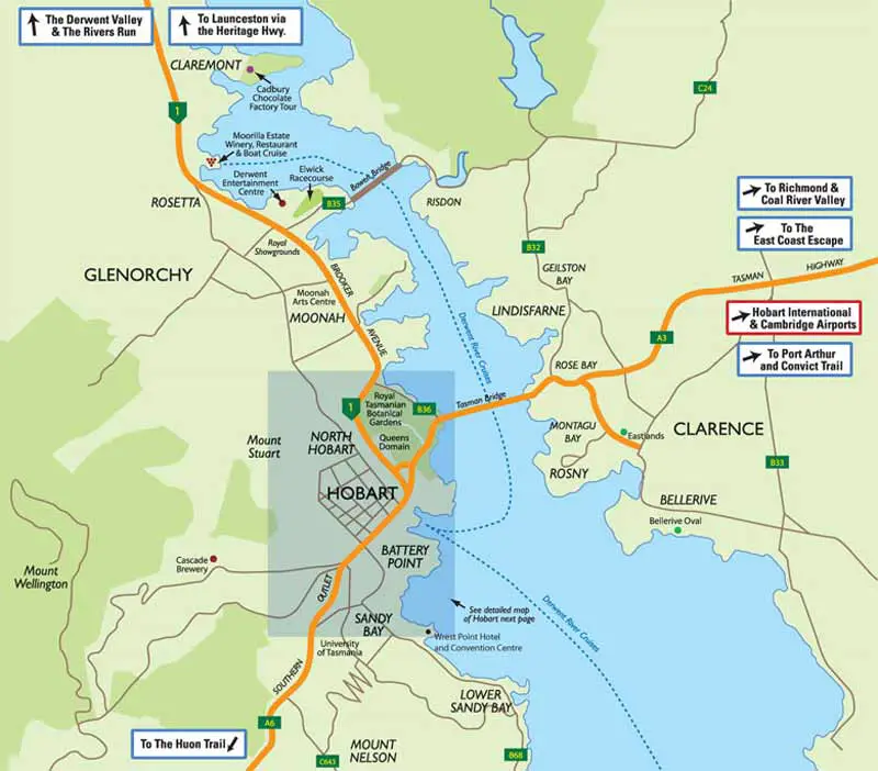 City Map Hobart - Mapsof.Net