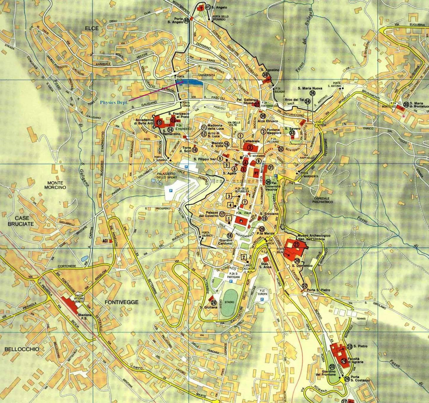Kaart Perugia En Omgeving - Vogels
