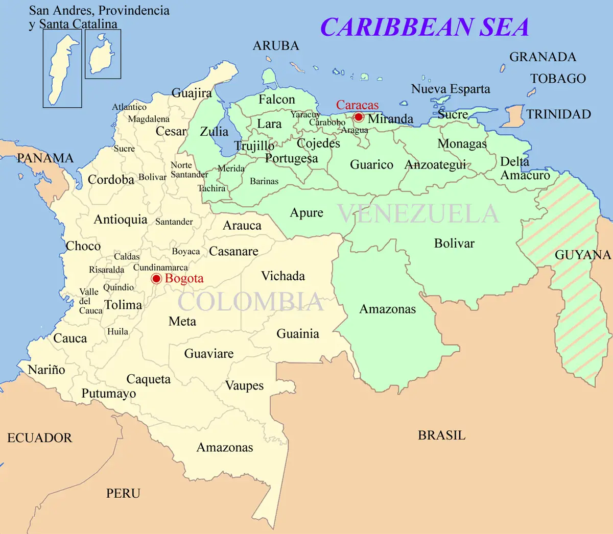 Colombia Venezuela Map 1