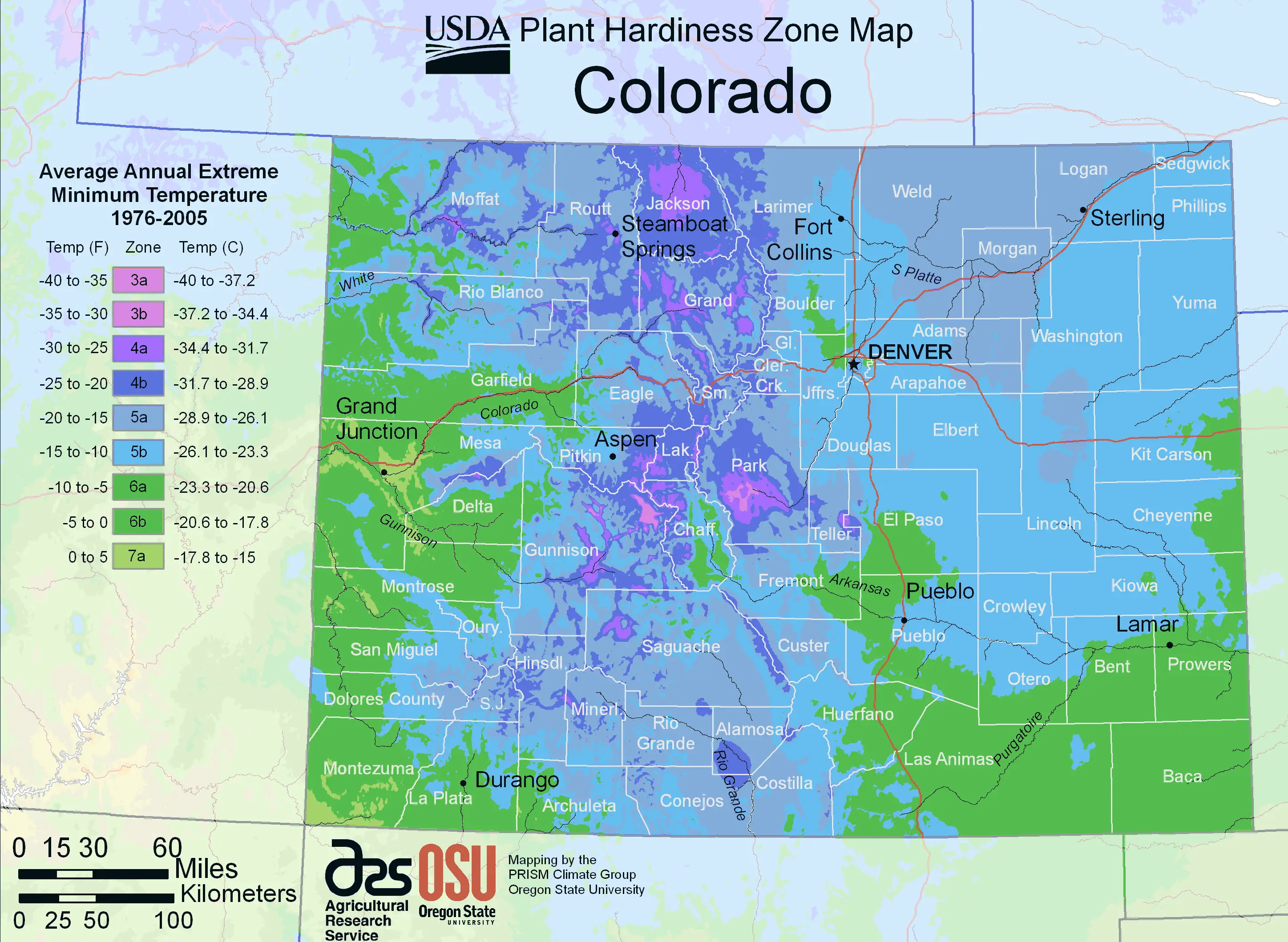 Colorado Plant Hardiness Zone Map