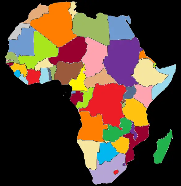 Colored Map of Africa