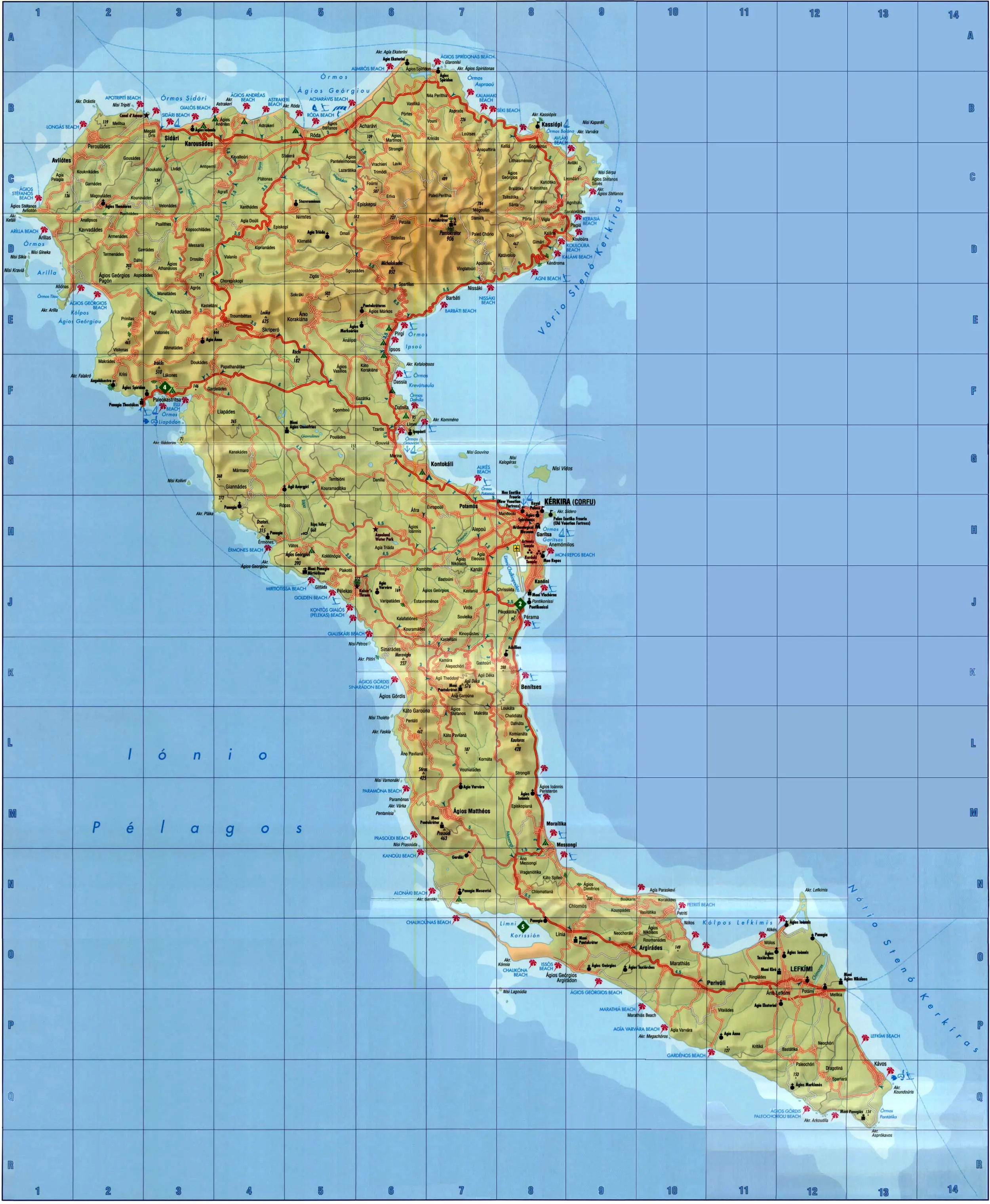 Corfu Kerkyra Large Map - MapSof.net