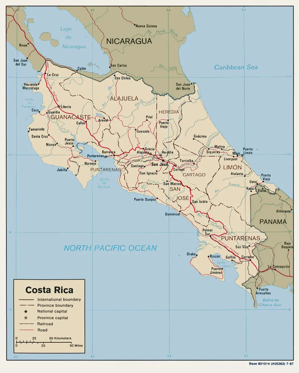 Costa Rica  Political Map