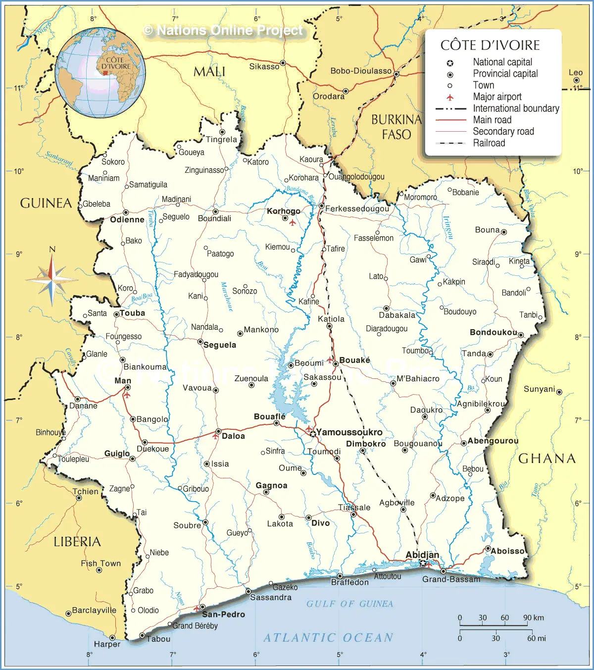 Cote Divoire Political Map