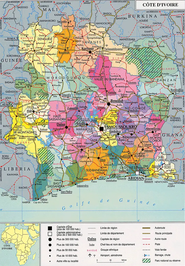 Cote Divoire Political Map