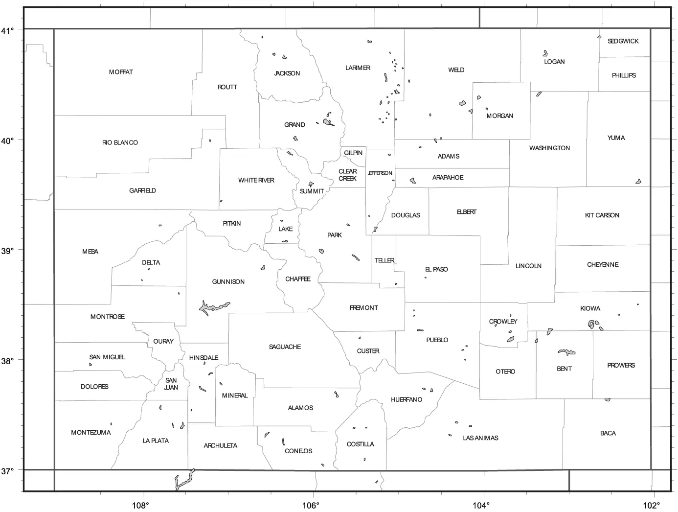 Counties Map of Colorado