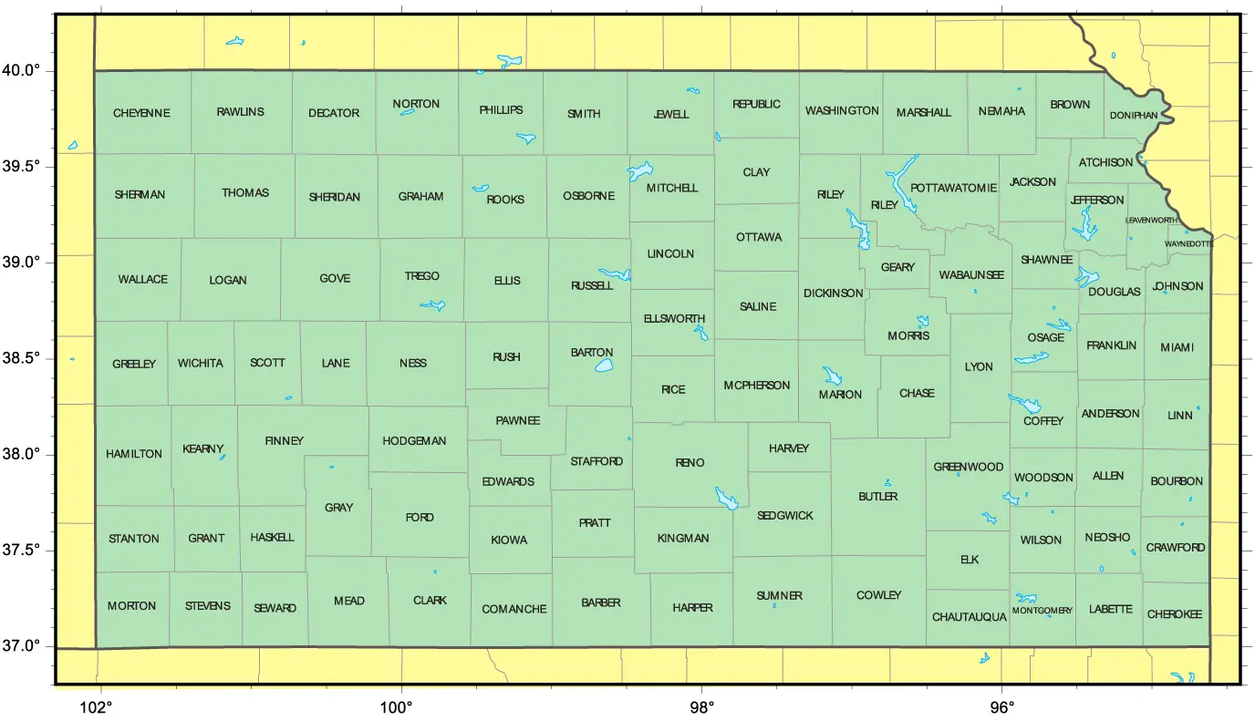 Counties Map of Kansas