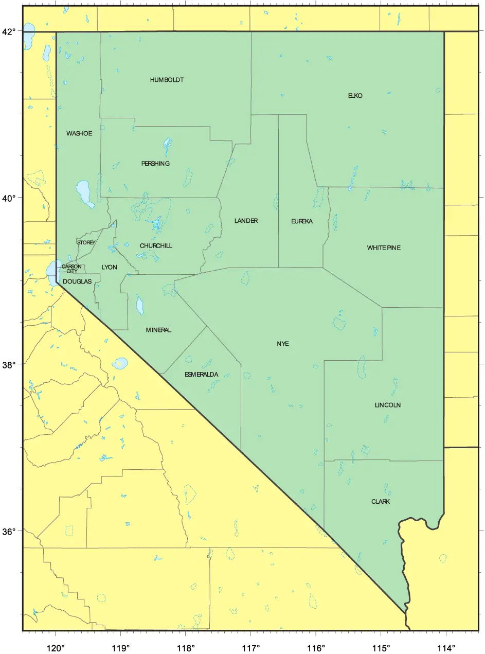 Counties Map of Nevada