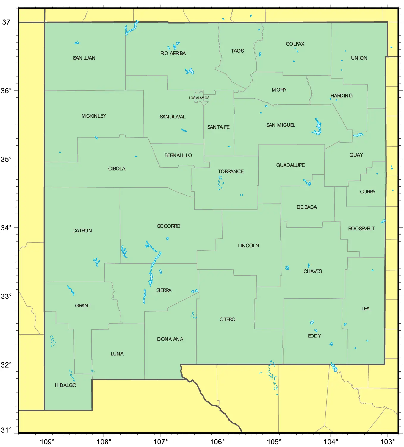 Counties Map of New Mexico