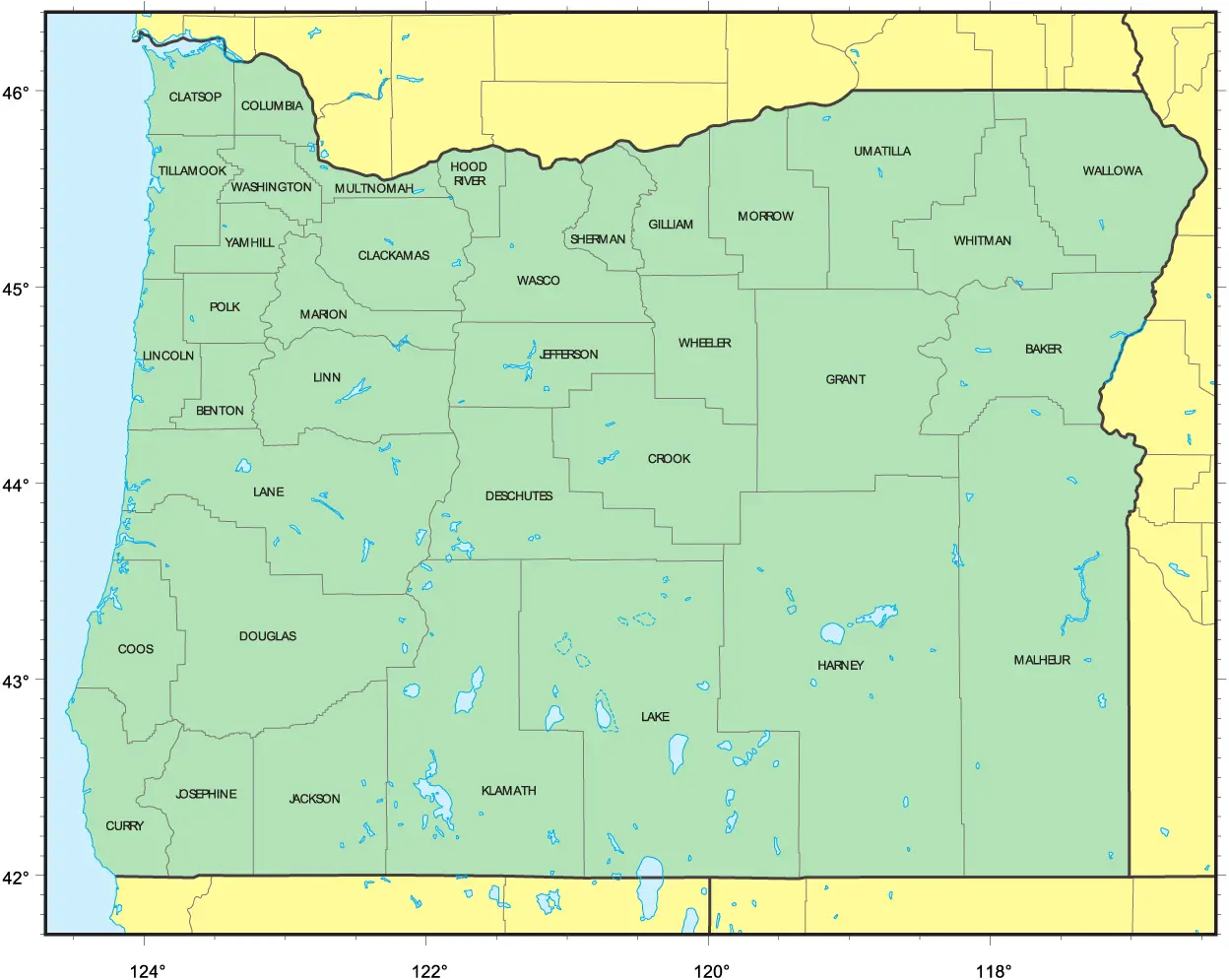 Counties Map of Oregon