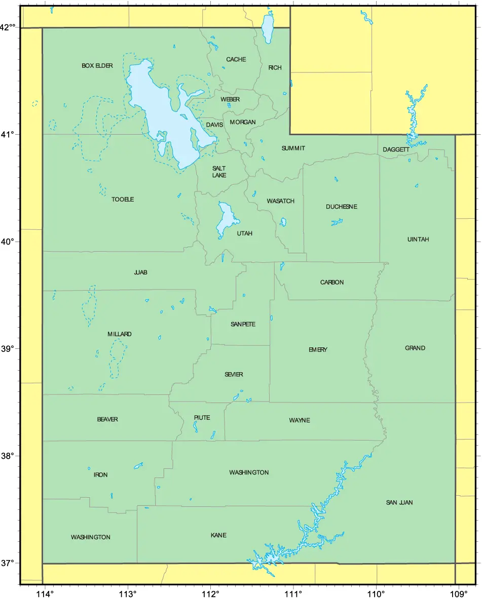 Counties Map of Utah