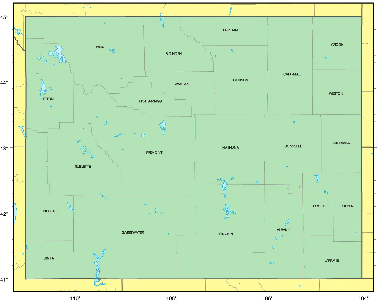 Counties Map of Wyoming