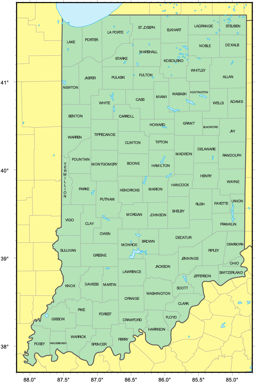 Counties Map of Indiana