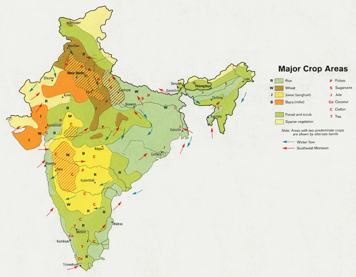 Crop Areas Map of India 1973