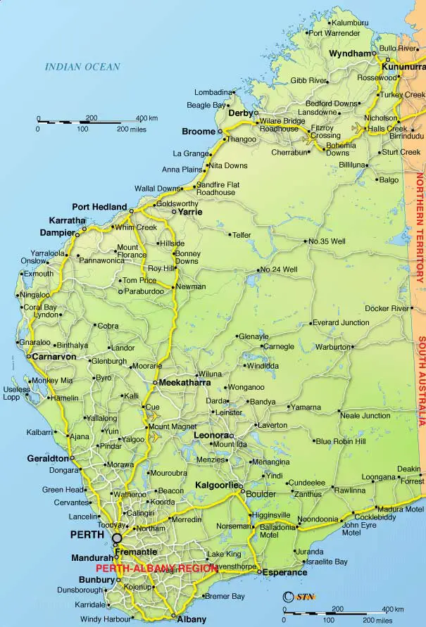 Detailed Map of Western Australia