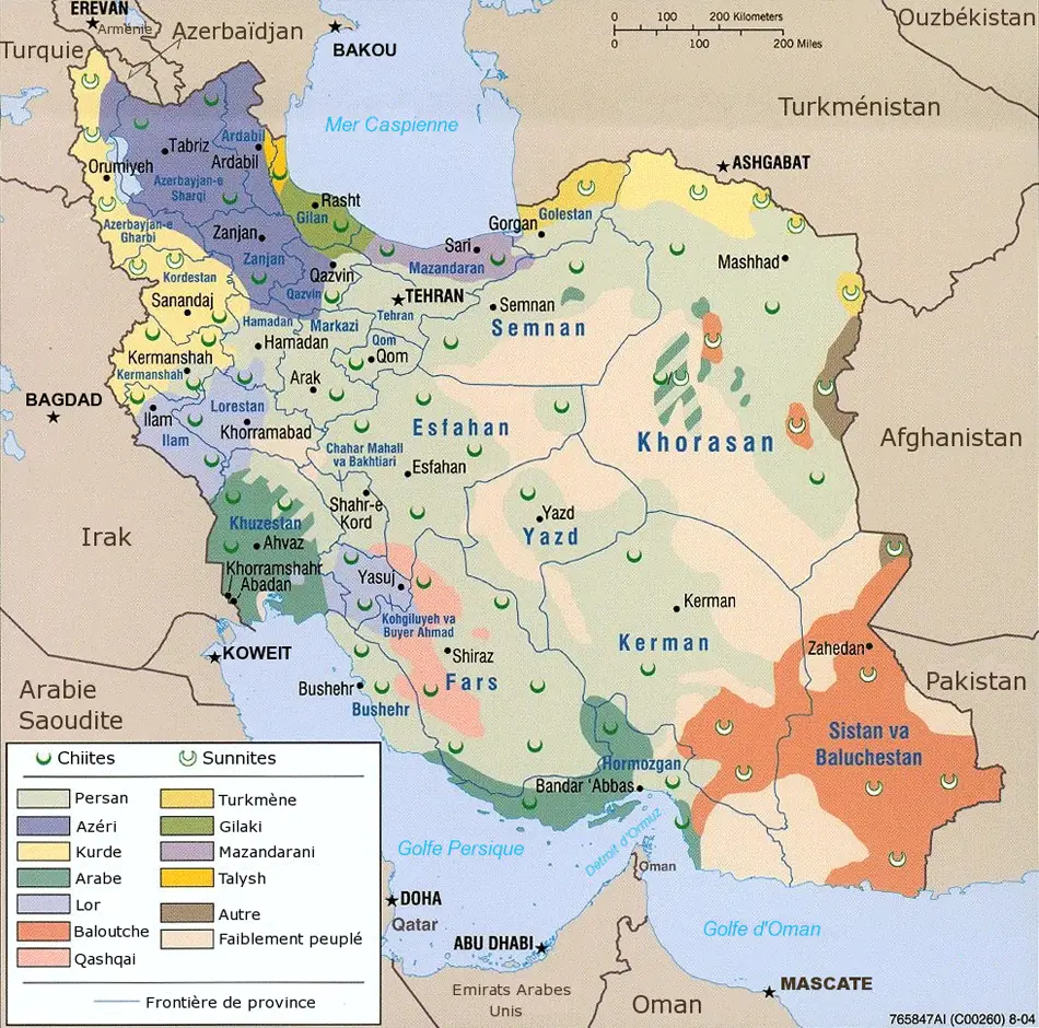 Distribution Ethnoreligieuse Iran 2004
