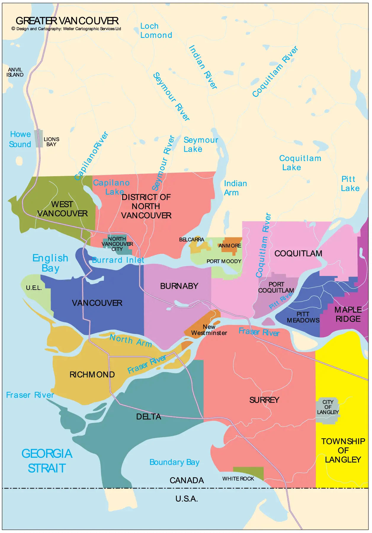 Districsts of Vancouver Map