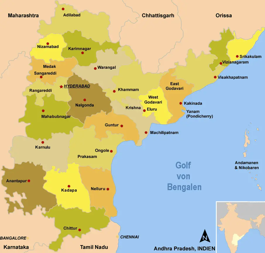 Districts Map of Andhra Pradesh