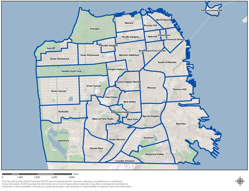 Districts Map of San Francisco