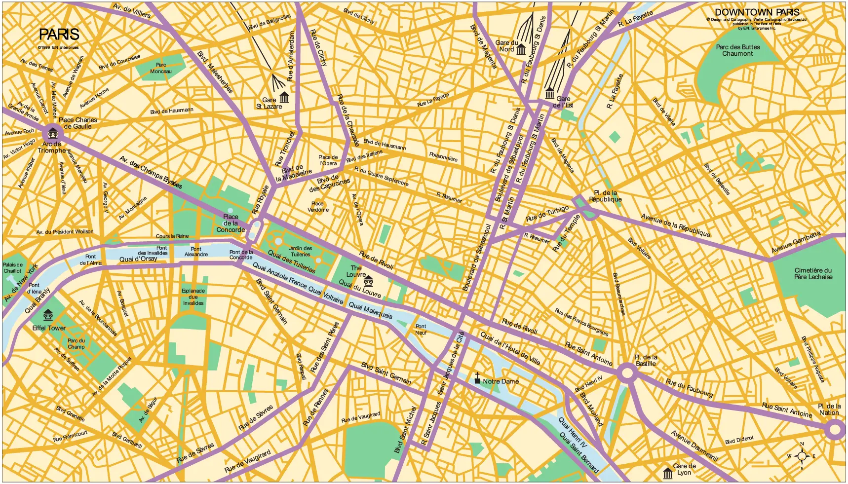 Downtown Map of Paris