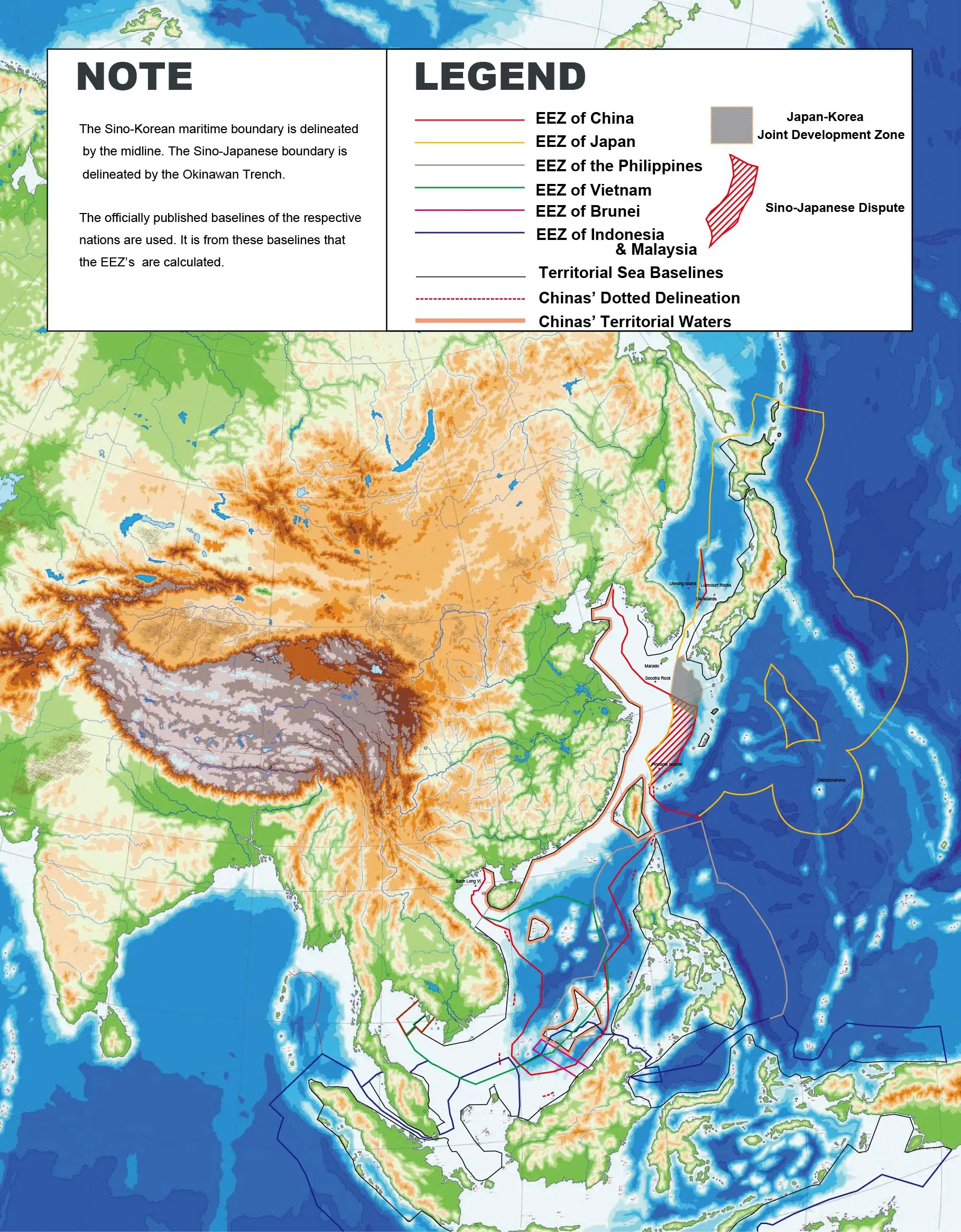 East Asia Territorial Waters Eez Baselines Map