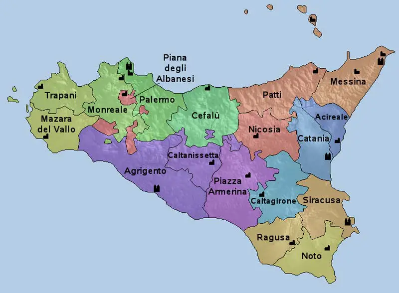 Ecclesiastical Region Map of Sicily