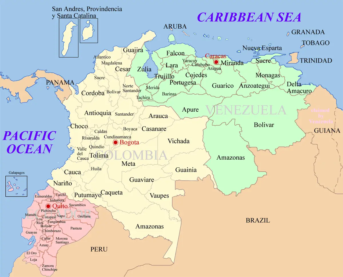 Ecuador Colombia Venezuela Map 2