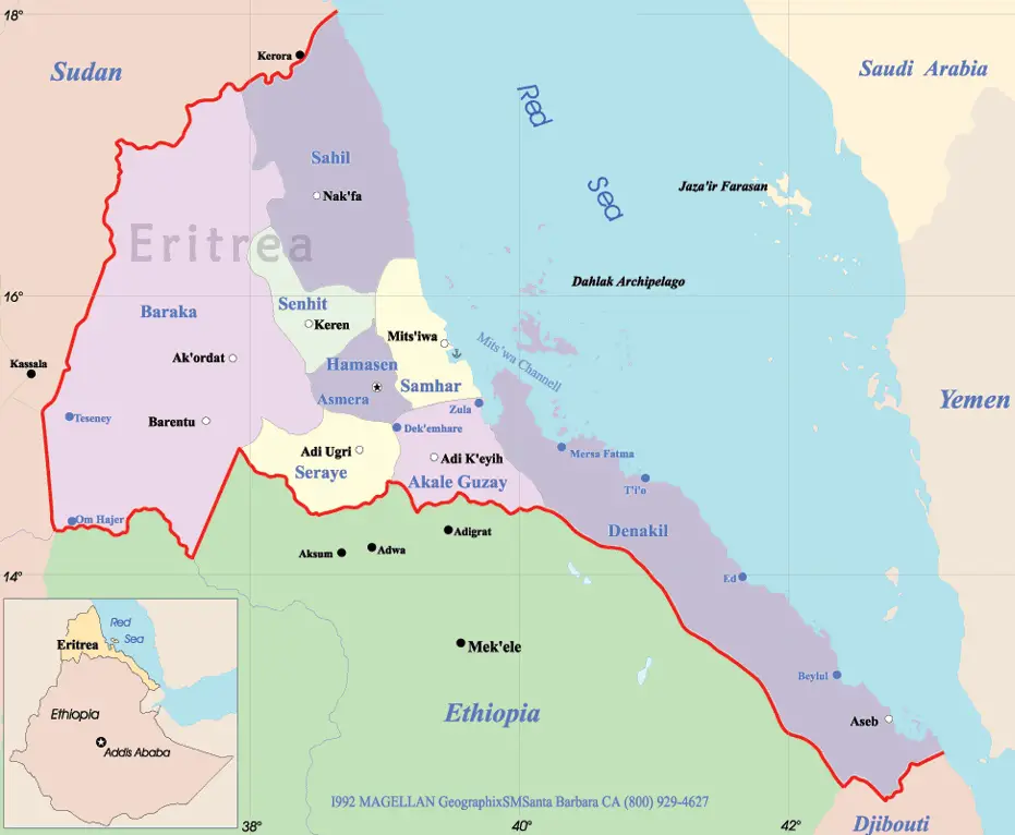 Eritrea Political Map