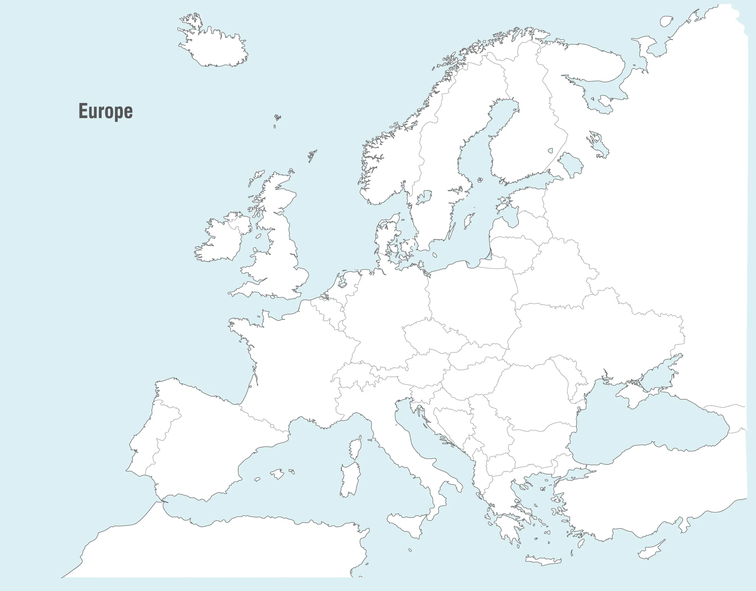 Europe Countries Map Blank