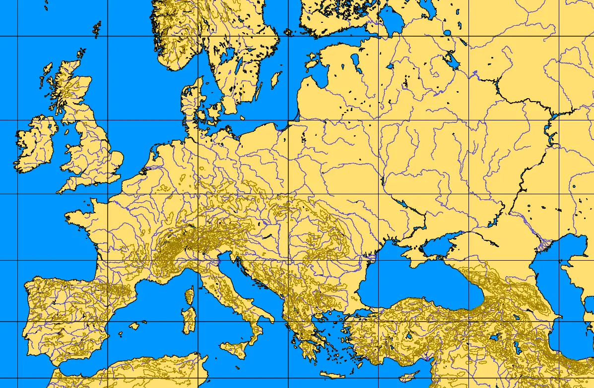 Europe 34 62 12 54 Blank Map