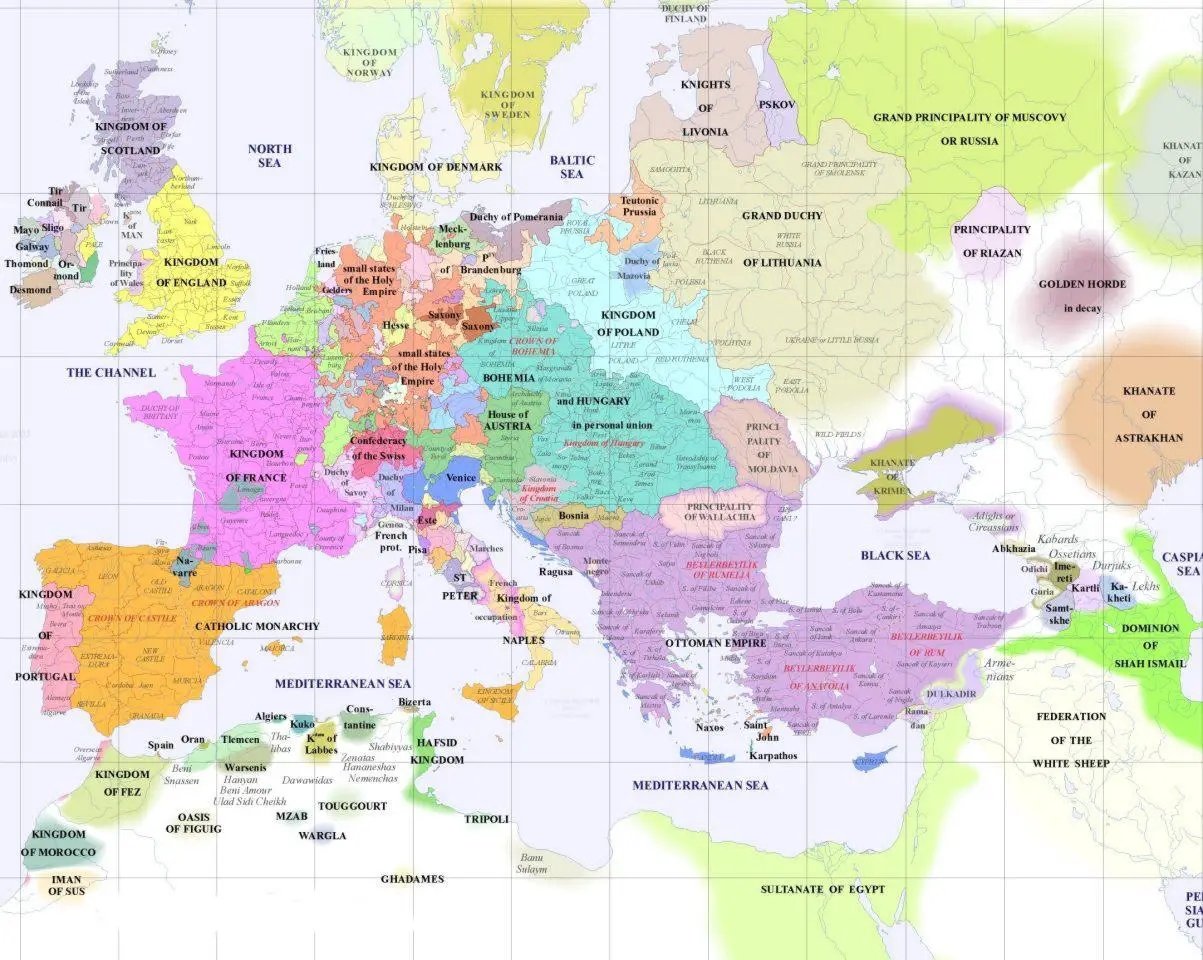 Europe Political Map 1500