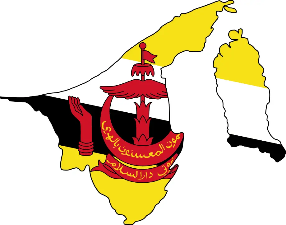 Flag Map of Brunei