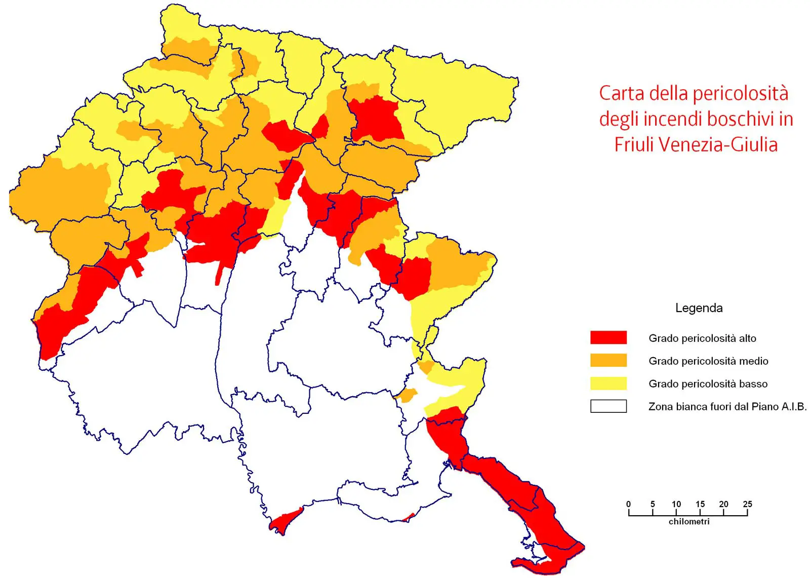 Forest Fires Map of Friuli Venezia Giulia