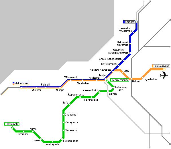 Fukuoka Metro Map