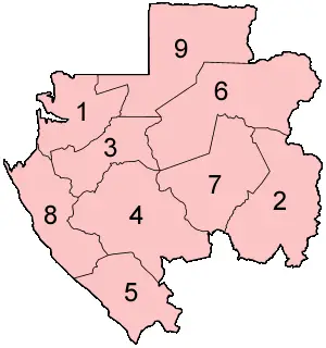 Gabon Provinces Numbered