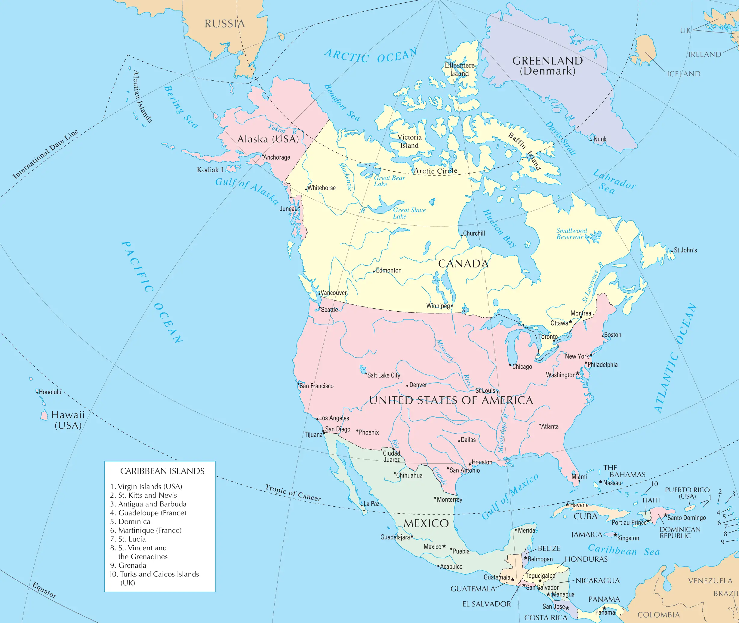 General Reference Map North America