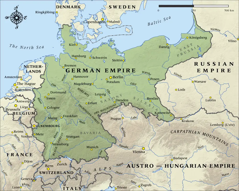 German Empire Map In 1914