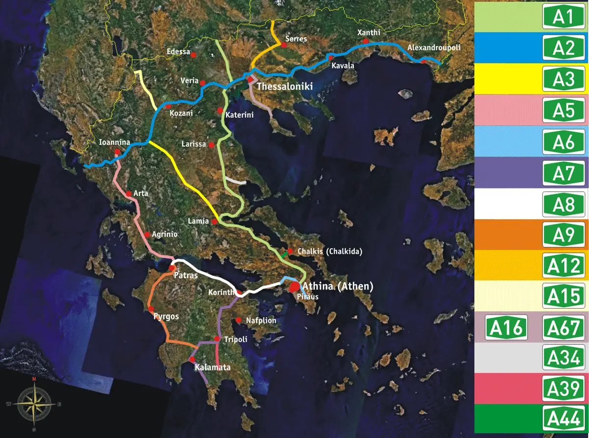 Greek Motorways (autobahnen)  Mainland