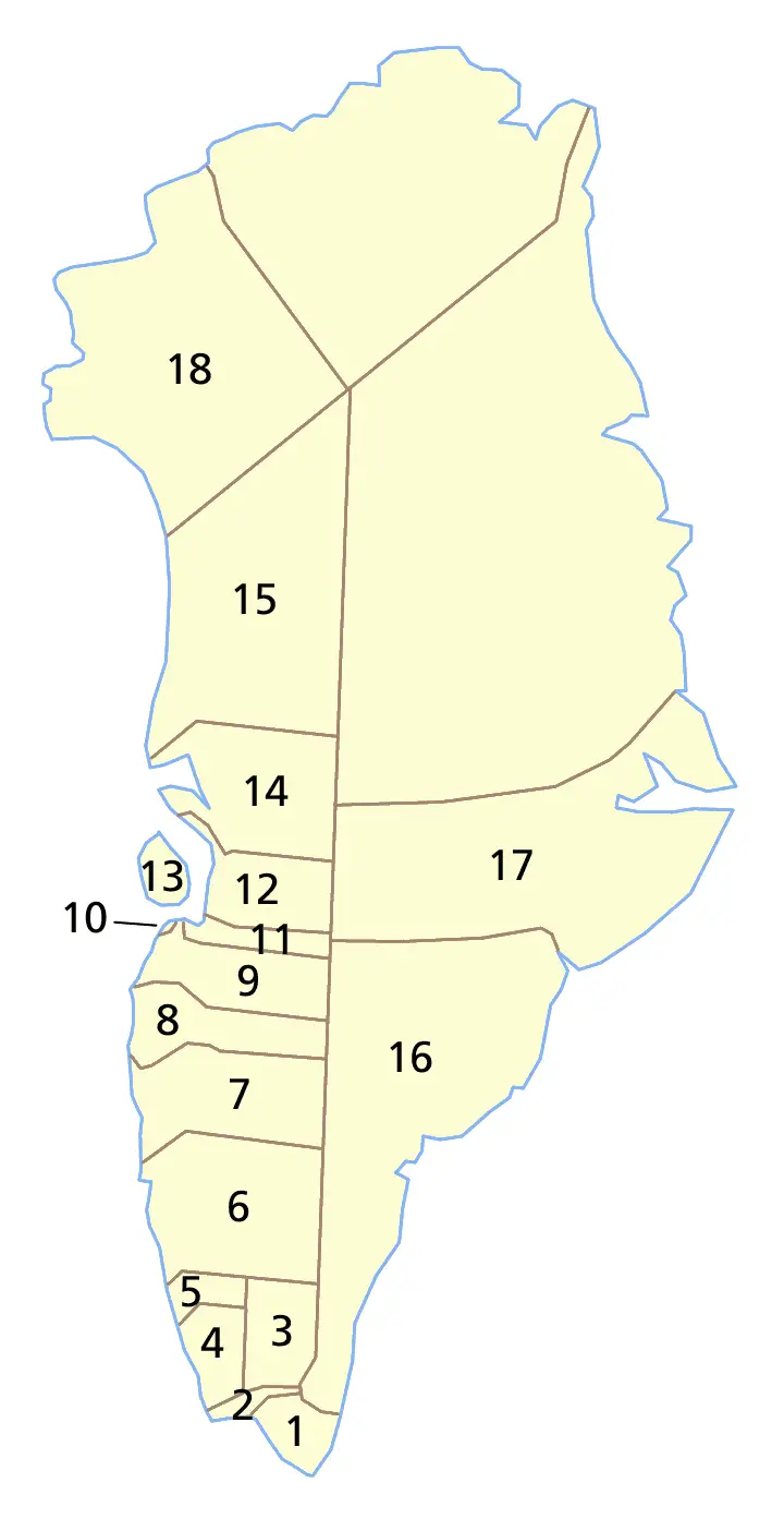 Greenland Municipalities Numbered