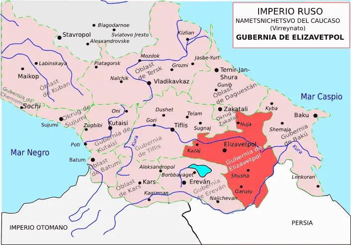 Gubernias Del Caucaso  Gubernia De Elizavetpol  Imperio Ruso