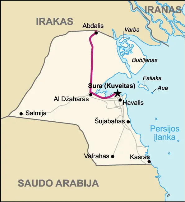 Highway of Death  Map of Kuwait (lithuanian)