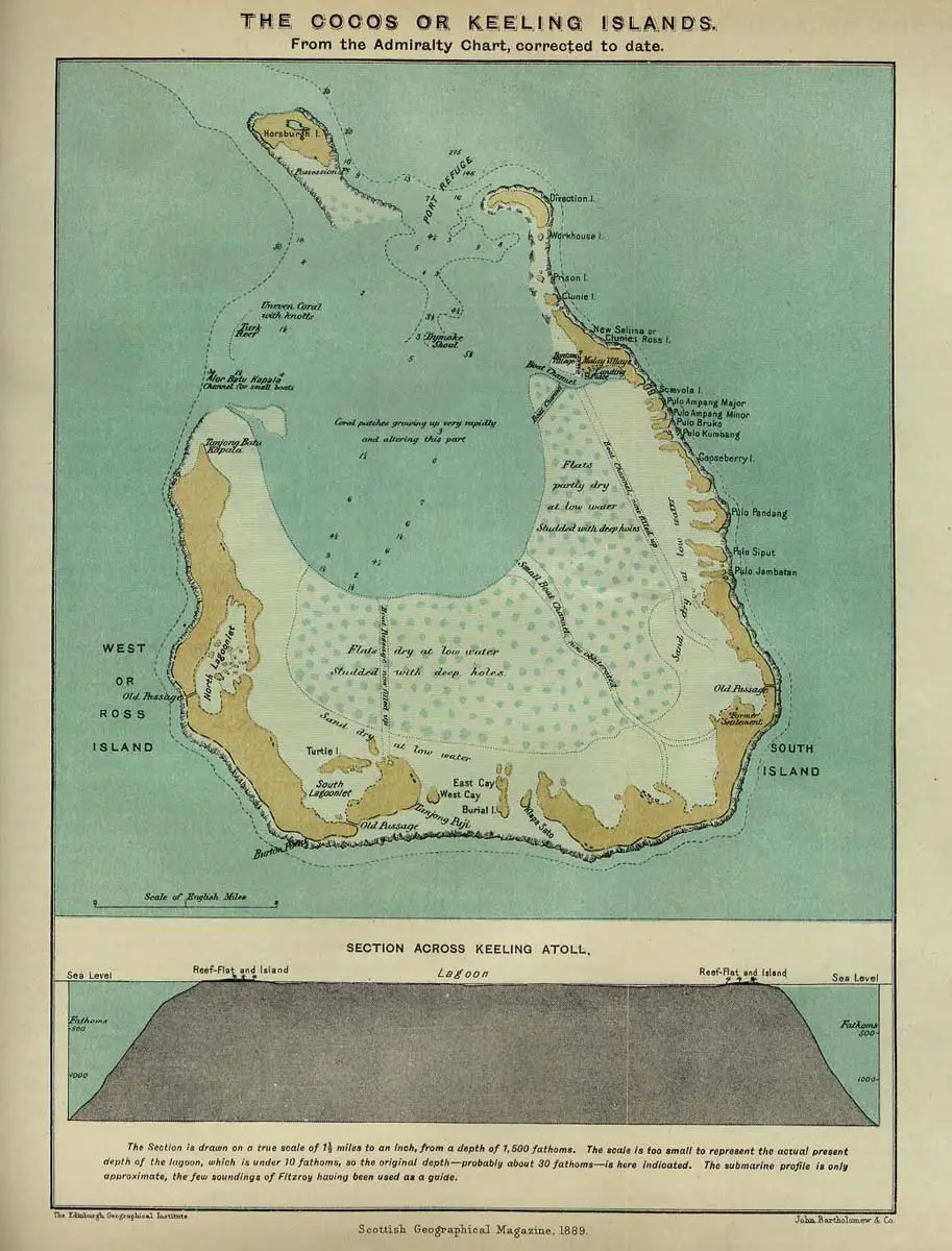 Historical Map Cocos Island (1889)
