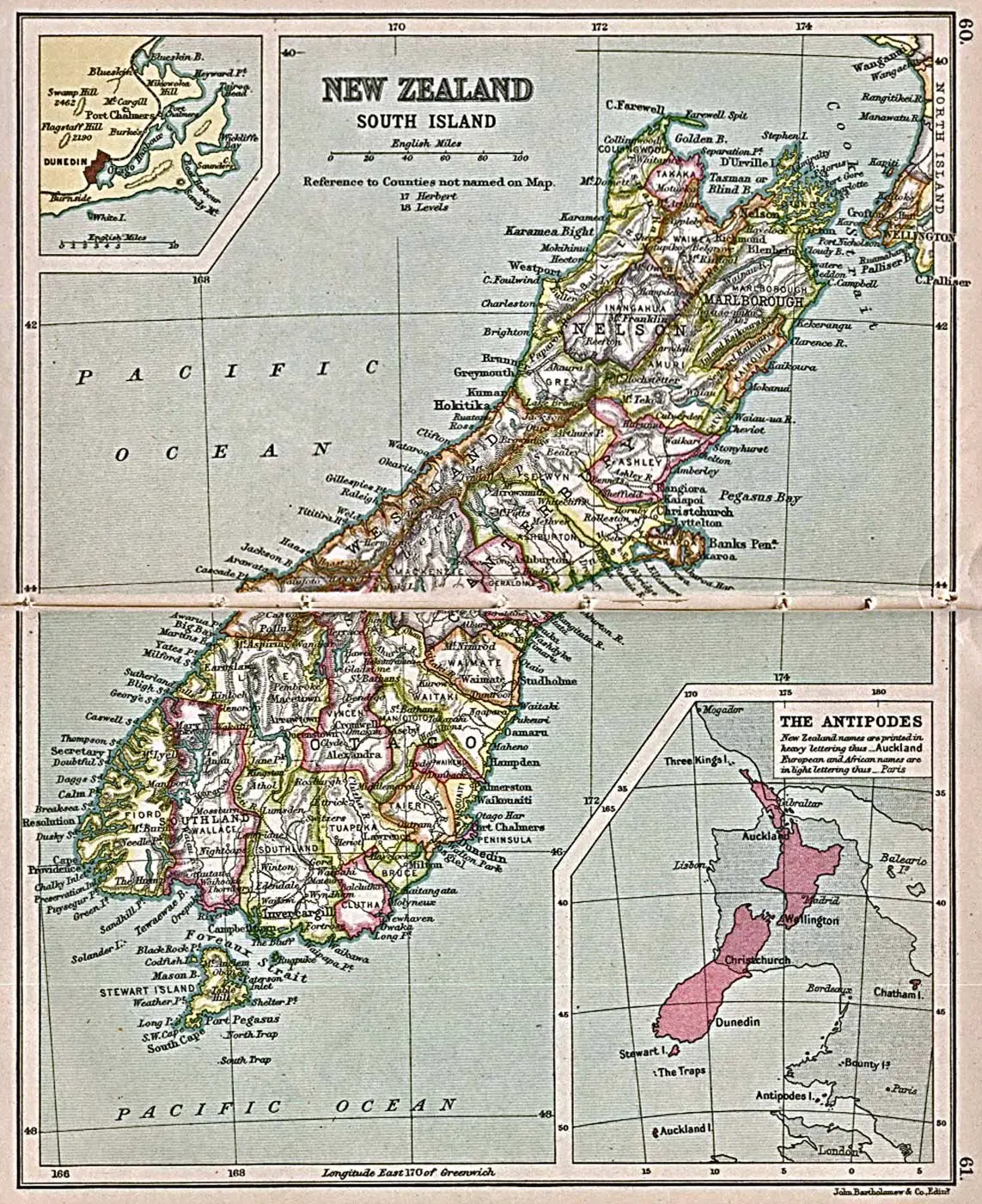 Historical Map New Zealand South Island (1913)
